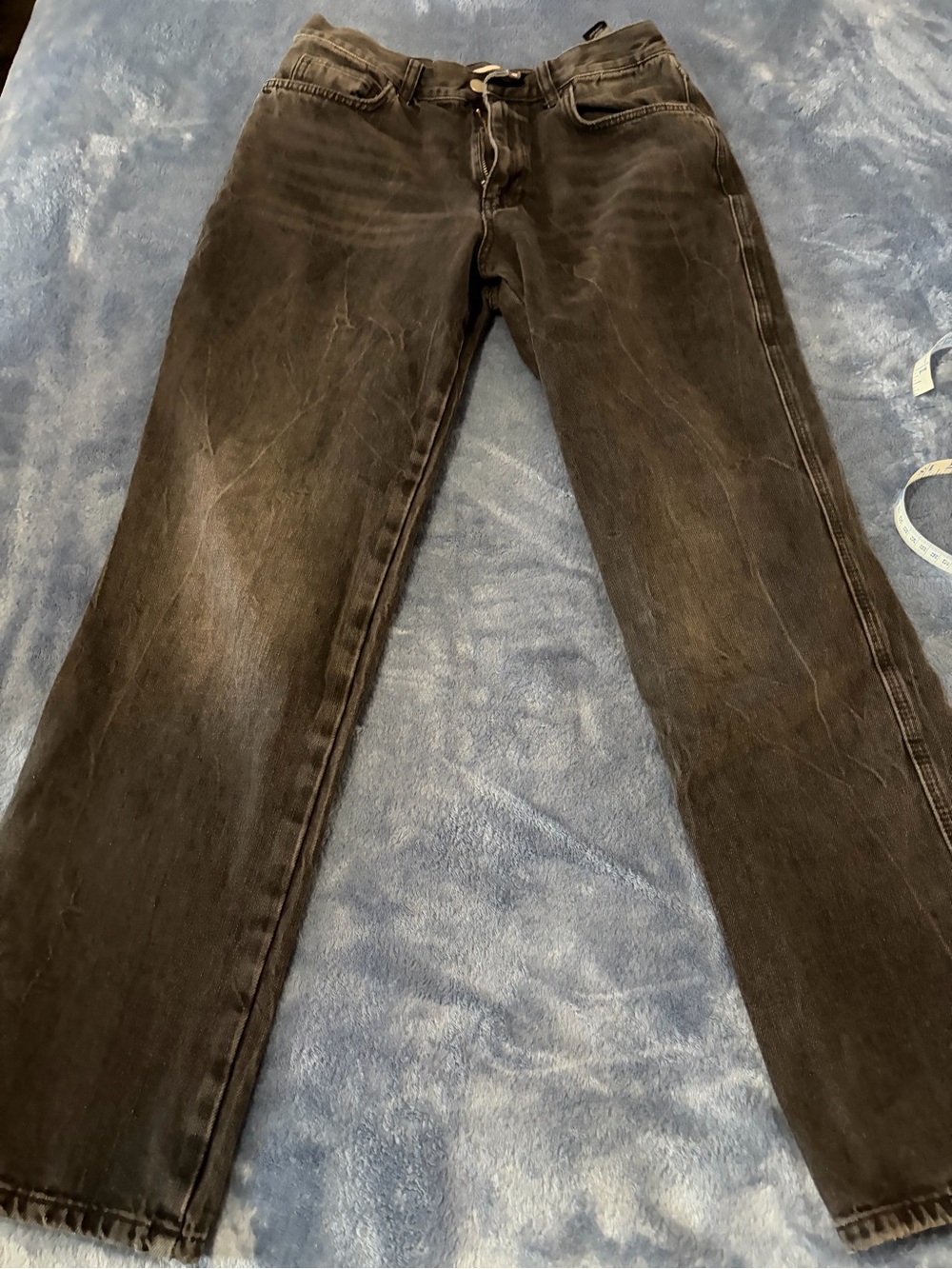 Zara Women's Washed Black Straight Jeans